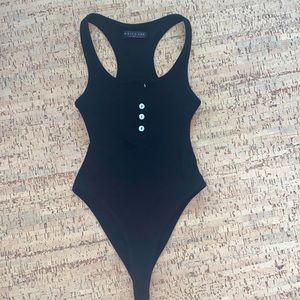 white fox ribbed razor back bodysuit